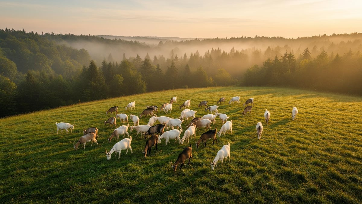 Eco-Herd grazing at sunrise in Ontario
